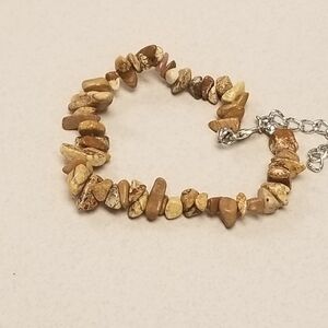 Handmade brown and tan natural stone chip stone bracelet